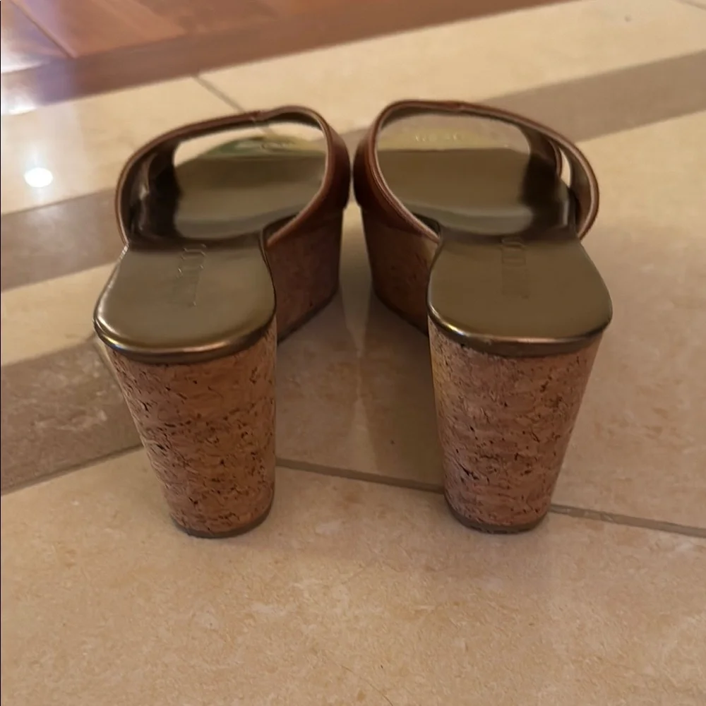 Jimmy Choo Brown and Gold Mules - Picture 6 of 8